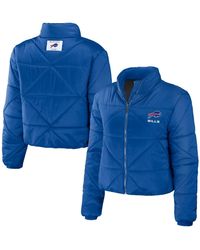 WEAR by Erin Andrews - Buffalo Bills Cropped Puffer Full-zip Jacket - Lyst