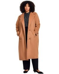 Avenue - Funnel Neck Long Coat - Lyst