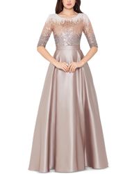 Betsy & Adam - Petite Embellished Satin Gown - Lyst