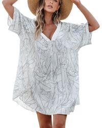 CUPSHE - Plunging-v Palm Mini Cover-up - Lyst
