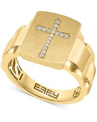 Effy - Diamond Cross Ring (1/10 Ct. T.w.) In 10k Gold - Lyst