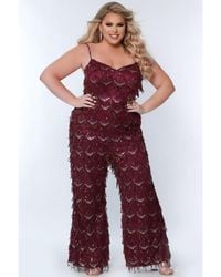 Sydney's Closet - Spaghetti Strap Sequin Fringe Jumpsuit - Lyst