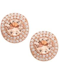 Macy's - Rose Gold Plated Simulated Morganite Love Knot Stud Earrings - Lyst