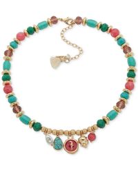 Lonna & Lilly - Gold-tone Mixed Stone & Thread-wrapped Beaded Sea-motif Charm Necklace - Lyst