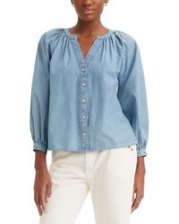 Levi's - Lainey Printed Cotton Button-front Top - Lyst