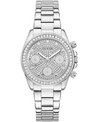 Guess - Glitz -tone Stainless Steel Multi-function Watch - Lyst