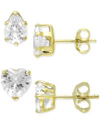 Giani Bernini - 2-pc. Set Cubic Zirconia Heart & Pear Stud Earrings In 18k Gold-plated Sterling Silver, Created For Macy's - Lyst