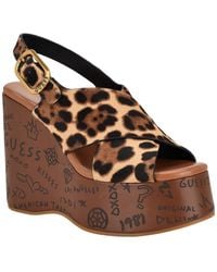 Guess - Yarisel Logo-embossed Round Toe Wedge Sandals - Lyst