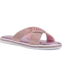 Juicy Couture - Yorri Slip On Sparkly Cross-band Flat Sandals - Lyst