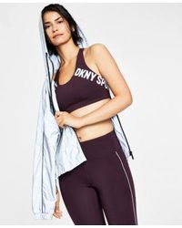 DKNY - Sport Reflective Piping Hoodie Reflective Logo Low Impact Sports Bra High Waisted leggings - Lyst