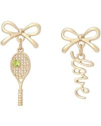 Betsey Johnson - Faux Stone Tennis Racquet Love Mismatch Earrings - Lyst