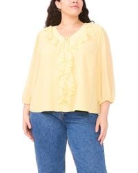 Vince Camuto - Plus Size Ruffle Detail V-neck Top - Lyst