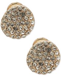 Anne Klein - Gold-tone Pave Cluster Clip-on Button Earrings - Lyst