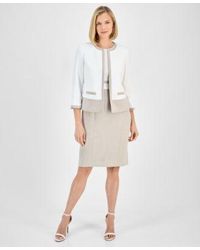 Kasper - Colorblocked Open Front Jacket Sheath Dress - Lyst