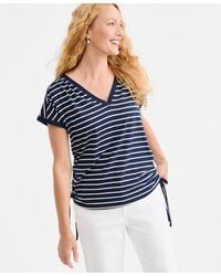 Style & Co. - Striped Ruched Tie Hem T-shirt - Lyst