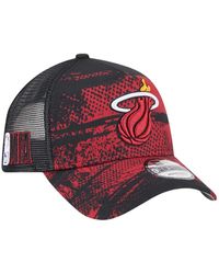 KTZ - Black/red Miami Heat Tip Off A-frame Trucker 9forty Adjustable Hat - Lyst