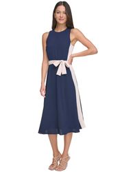 DKNY - Sleeveless Tie-waist A-line Dress - Lyst