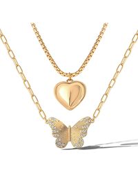 Jessica Simpson - Butterfly And Heart Layered Necklace - Lyst