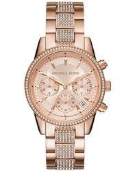 Michael Kors - Chronograph Bryant Rose Gold-tone Stainless Steel Bracelet Watch 37mm - Lyst