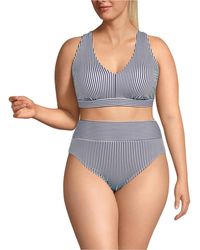 Lands' End - Plus Size V-neck Bikini And High Waisted Bottom Swimsuit Set - Lyst