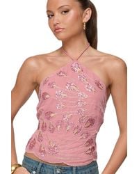 Edikted - Embroidered Bead & Sequin Halter Top - Lyst