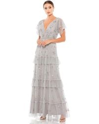 Mac Duggal - Ruffle Tiered Embellished Flutter Sleeve Gown - Lyst