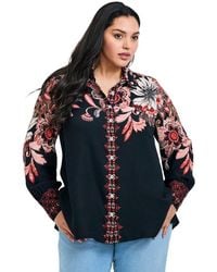 Avenue - Plus Size La Luna Button Down Shirt - Lyst