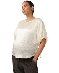 Ingrid & Isabel - Ingrid + Isabel Cropped Satin Puff Sleeve Blouse - Lyst