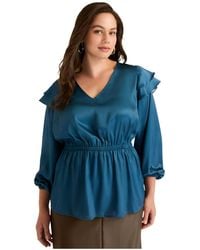 June + Vie - June + Vie June + Vie Satin Peplum Top - Lyst