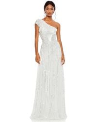 Mac Duggal - Sequined One Shoulder Flutter Sleeve A Line Gown - Lyst