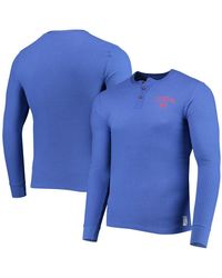 Junk Food Royal New England Patriots Thermal Henley Long Sleeve T-shirt - Blue