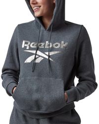 Reebok - Metallic Foil Logo Pullover Fleece Hoodie - Lyst