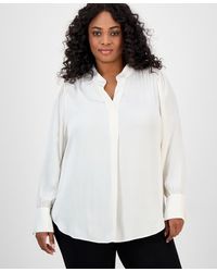 Anne Klein - Plus Size Long-sleeve V-neck Blouse - Lyst
