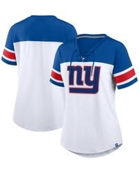 Fanatics - White/royal New York Giants Athena Rhinestone Lace-up V-neck T-shirt - Lyst