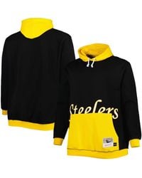 Mitchell & Ness - Black And Gold Pittsburgh Steelers Big And Tall Big Face Pullover Hoodie - Lyst