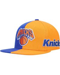 Mitchell & Ness - Blue And Orange New York Knicks Team Half And Half Snapback Hat - Lyst