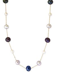 Effy - Multi-color Cultured Freshwater Pearl Station Necklace In 14k Gold (6mm) - Lyst