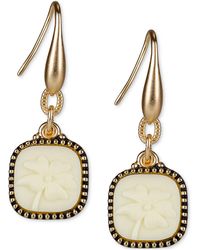Patricia Nash - Gold-tone Clover Cameo Drop Earrings - Lyst