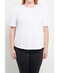 English Factory - Plus Size Short Puff Sleeve Knit Top - Lyst
