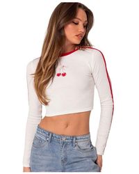 Edikted - Cherry On Top Long Sleeve Cropped T Shirt - Lyst