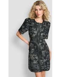 DKNY - Abstract Print Zip Front Mini Dress - Lyst