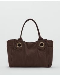 Mango - Eyelets Canvas Bag - Lyst