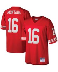 Men's Mitchell & Ness Joe Montana Scarlet San Francisco 49ers Legacy  Replica Jersey 