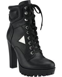 Guess - Tanisa Heeled Lace-up Platform Hikers Booties - Lyst