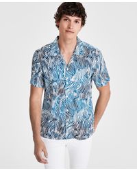 INC International Concepts - Max Zebra Stripe Short-sleeve Camp Shirt - Lyst