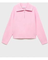 Mango - Zip Collar Knitted Sweater - Lyst