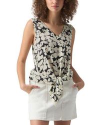 Sanctuary - Printed V Neck Sleeveless Tie Hem Tank Top - Lyst