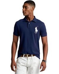 Polo Ralph Lauren Mens Big Pony City Custom Fit Mesh Polo Shirt (Medium,  French Navy LA) 