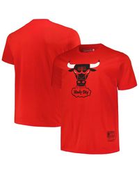 Mitchell & Ness - Distressed Chicago Bulls Big And Tall Hardwood Classics Vintage-like Logo T-shirt - Lyst