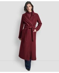 DKNY - Notch Collar Belted Wrap Coat - Lyst